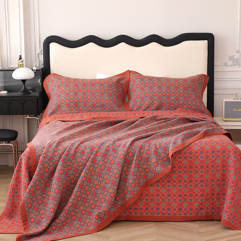 Trapunta organica in stile floreale in jacquard di cotone