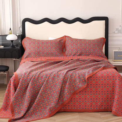 Trapunta organica in stile floreale in jacquard di cotone