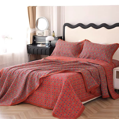 Trapunta organica in stile floreale in jacquard di cotone