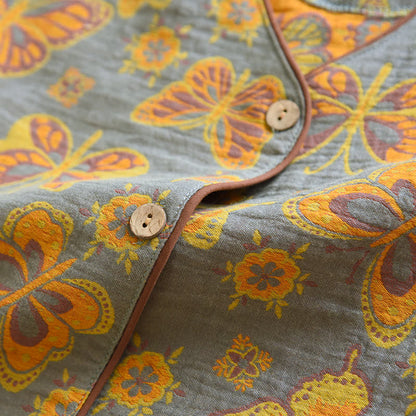 Completo da casa con pantaloni corti in cotone a farfalla