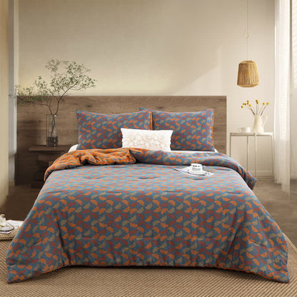 Biancheria da letto in garza di cotone con foglie di ginkgo jacquard