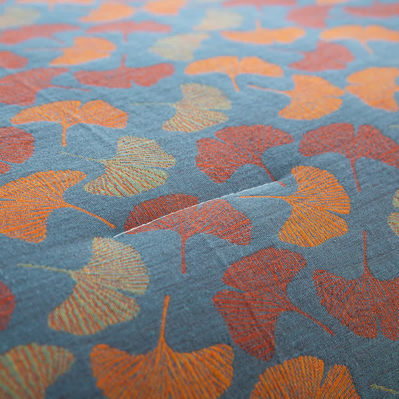 Biancheria da letto in garza di cotone con foglie di ginkgo jacquard