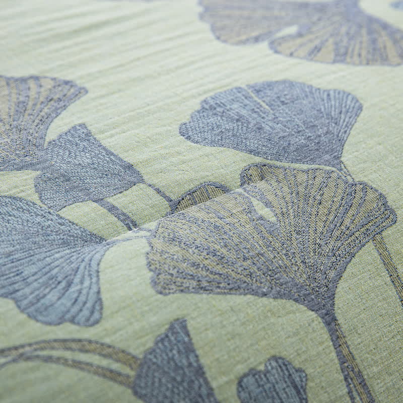 Biancheria da letto rustica in garza di cotone con foglie di ginkgo