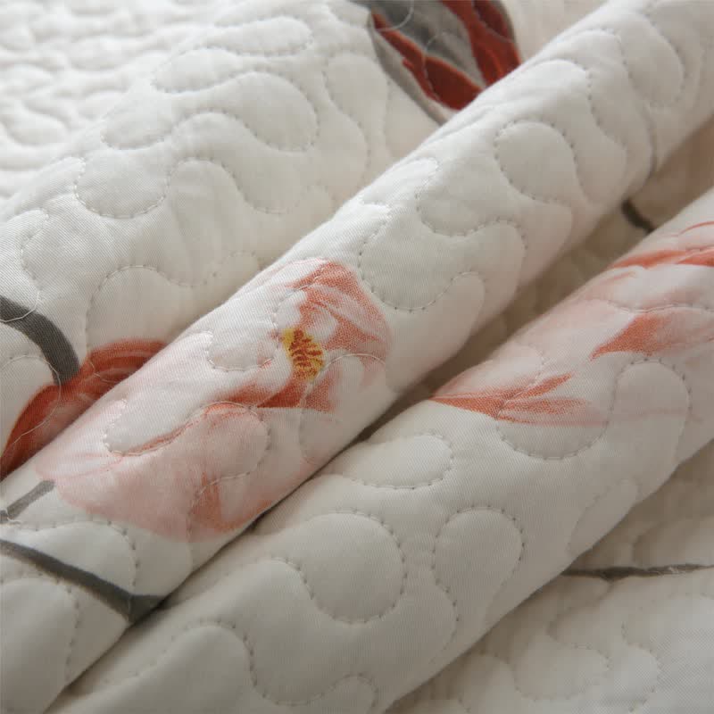 Elegante biancheria da letto trapuntata in puro cotone rosa