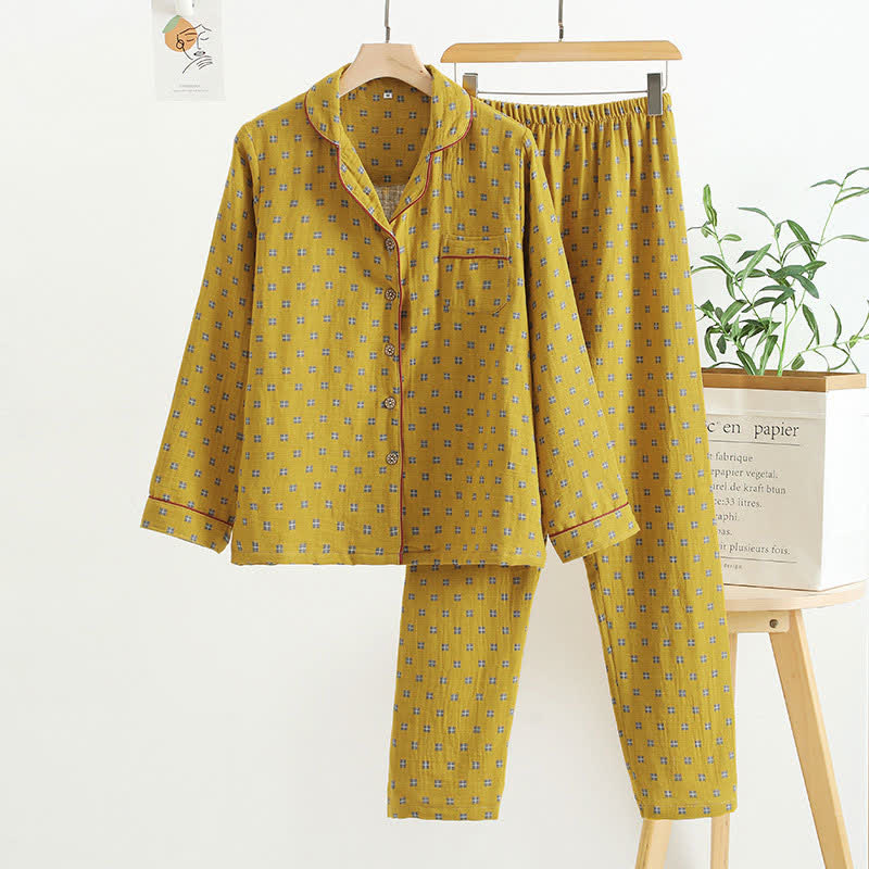 Completo da casa in cotone jacquard a quadri