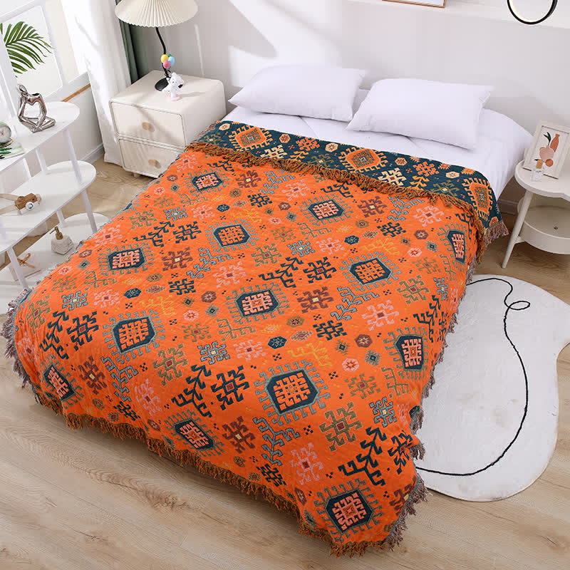 Trapunta con nappe in garza di cotone geometrica retrò