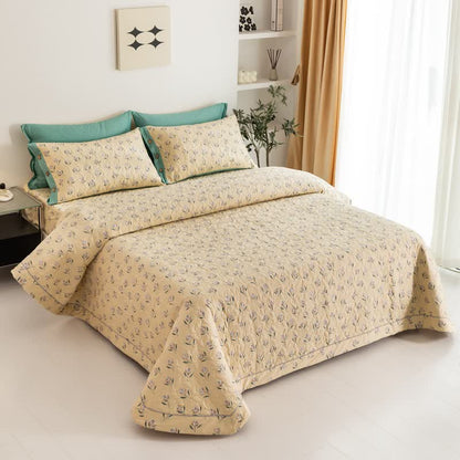 Biancheria da letto trapuntata in puro cotone con motivo Tulipano rustico