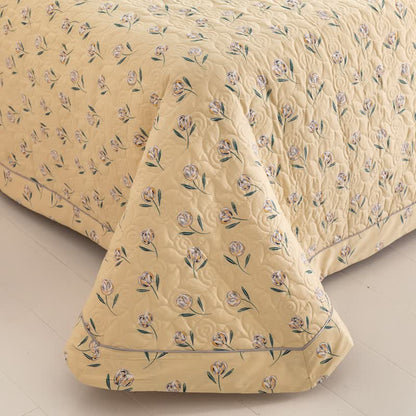 Biancheria da letto trapuntata in puro cotone con motivo Tulipano rustico