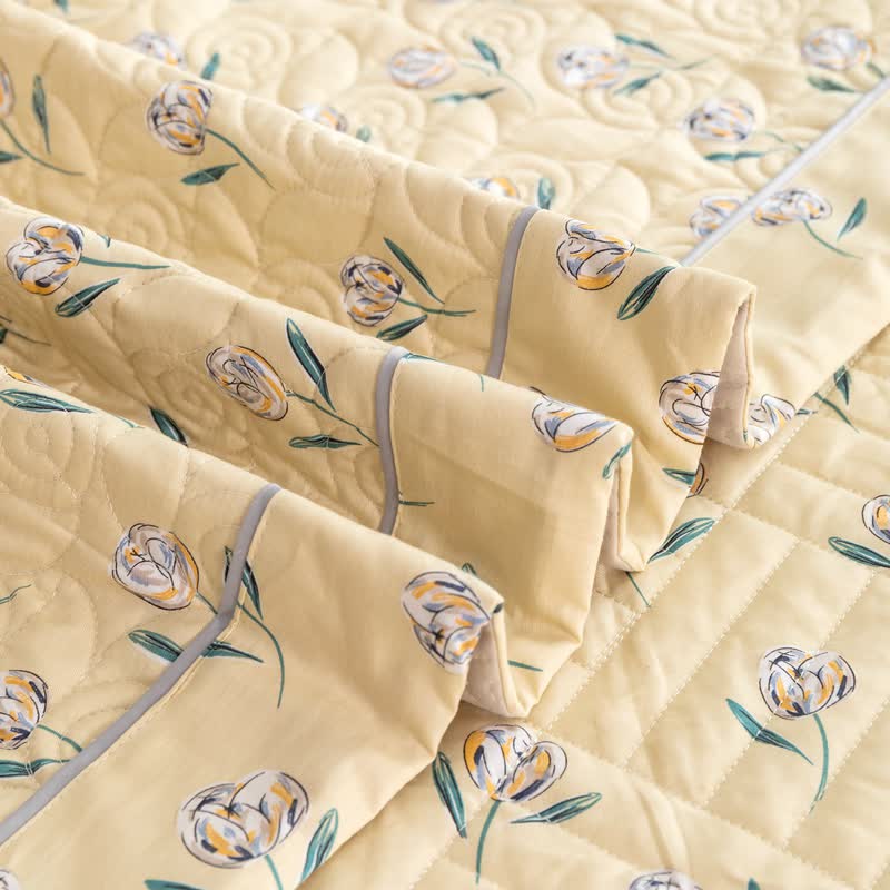 Biancheria da letto trapuntata in puro cotone con motivo Tulipano rustico