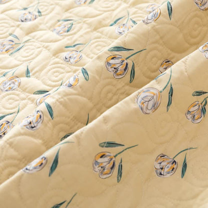 Biancheria da letto trapuntata in puro cotone con motivo Tulipano rustico