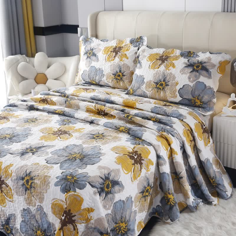 Set di biancheria da letto trapuntata in puro cotone pastorale (3 pezzi)