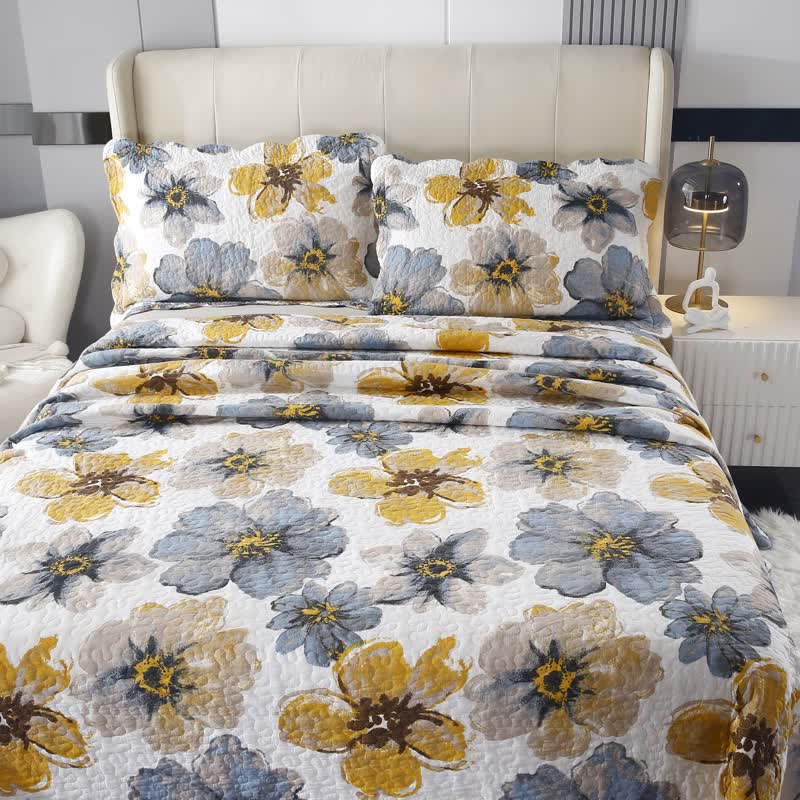 Set di biancheria da letto trapuntata in puro cotone pastorale (3 pezzi)