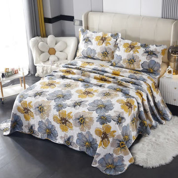 Set di biancheria da letto trapuntata in puro cotone pastorale (3 pezzi)