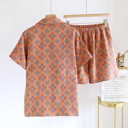 Pigiama in puro cotone con cardigan a revers
