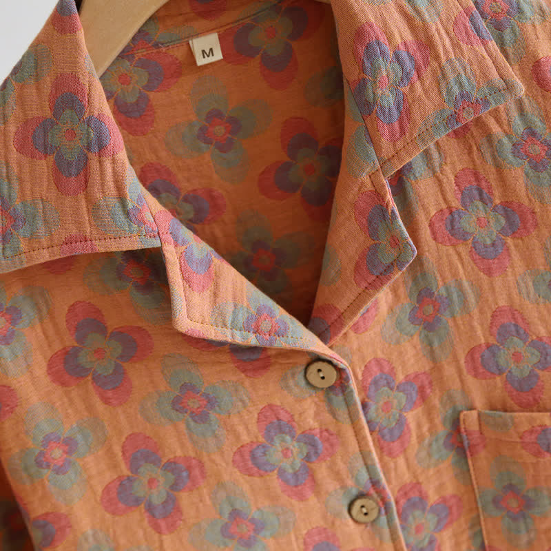 Pigiama in puro cotone con cardigan a revers