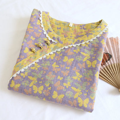 Pigiama a farfalla in garza di cotone jacquard