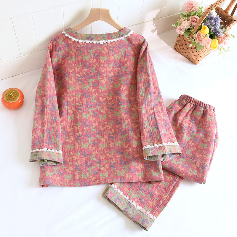 Pigiama a farfalla in garza di cotone jacquard