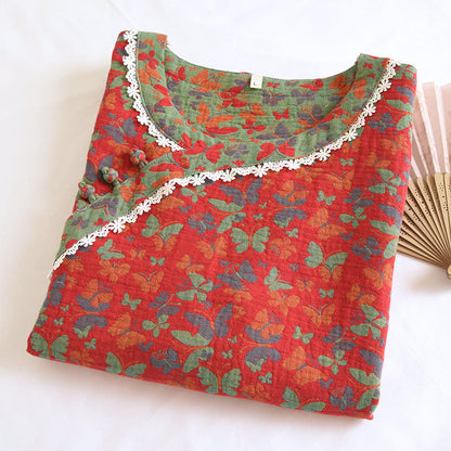Pigiama a farfalla in garza di cotone jacquard