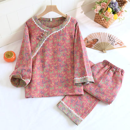 Pigiama a farfalla in garza di cotone jacquard