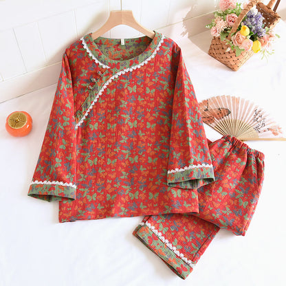 Pigiama a farfalla in garza di cotone jacquard