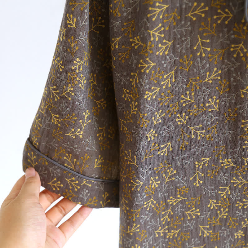 Pigiama estivo in garza di cotone jacquard retrò