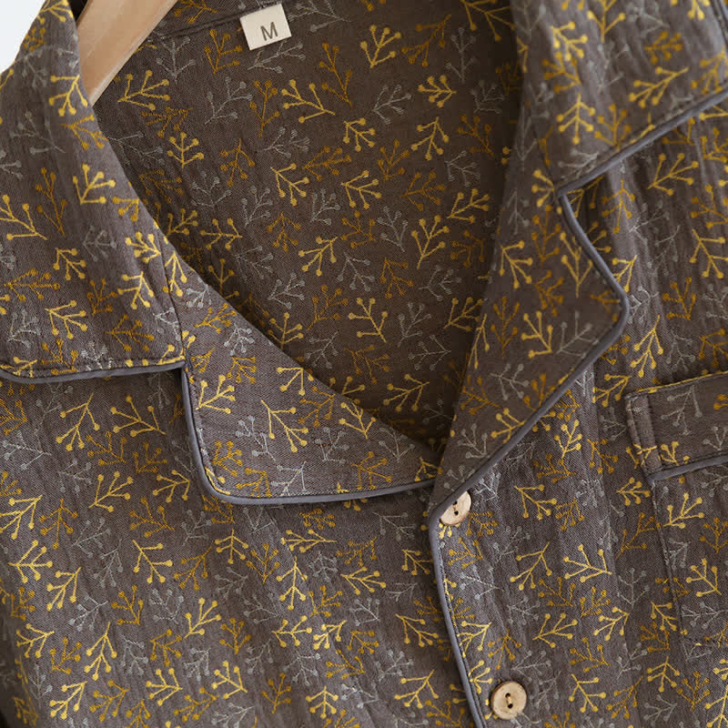 Pigiama estivo in garza di cotone jacquard retrò