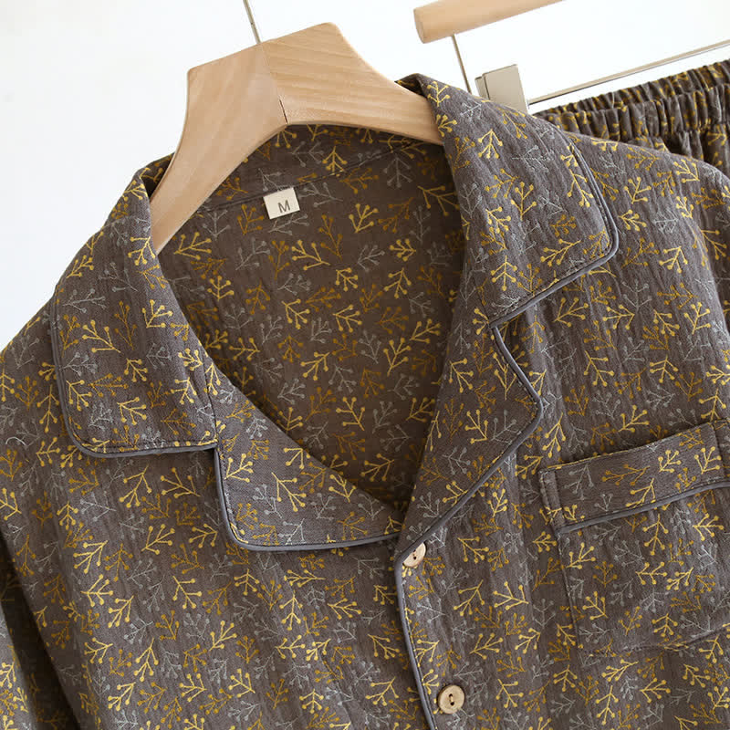 Pigiama estivo in garza di cotone jacquard retrò