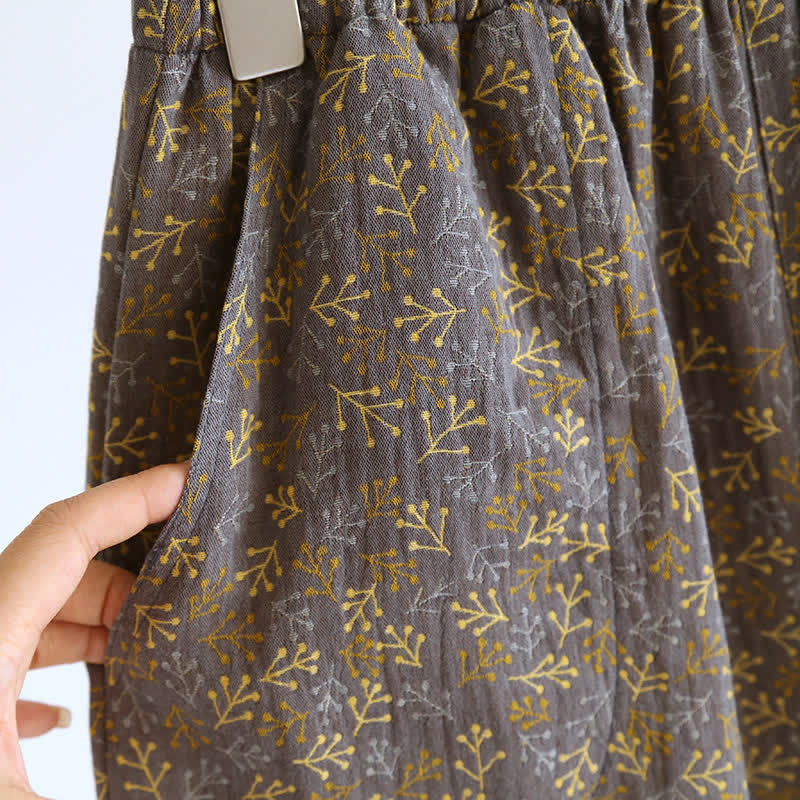 Pigiama estivo in garza di cotone jacquard retrò