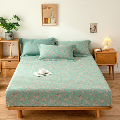 Lenzuolo con angoli in garza di cotone jacquard floreale