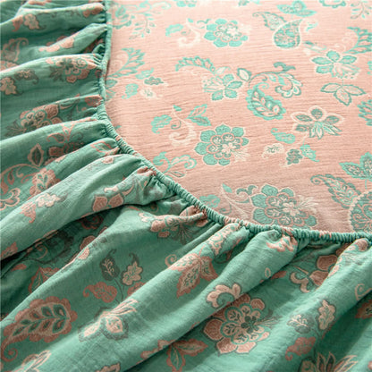 Lenzuolo con angoli in garza di cotone jacquard floreale