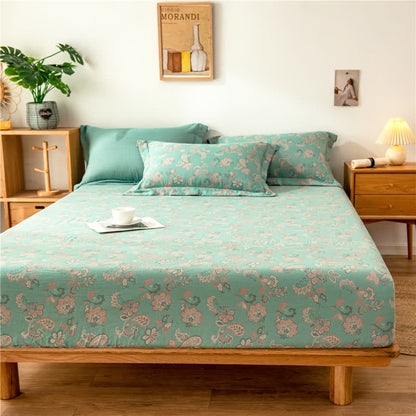 Lenzuolo con angoli in garza di cotone jacquard floreale
