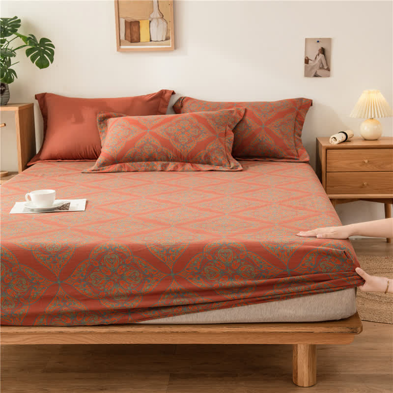 Lussuoso lenzuolo con angoli jacquard tinto in filo