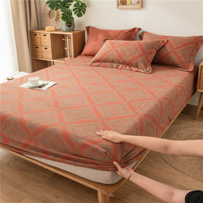 Lussuoso lenzuolo con angoli jacquard tinto in filo