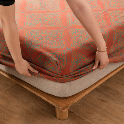Lussuoso lenzuolo con angoli jacquard tinto in filo