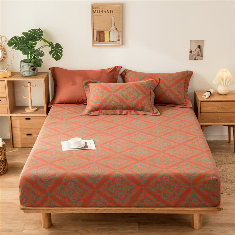 Lussuoso lenzuolo con angoli jacquard tinto in filo
