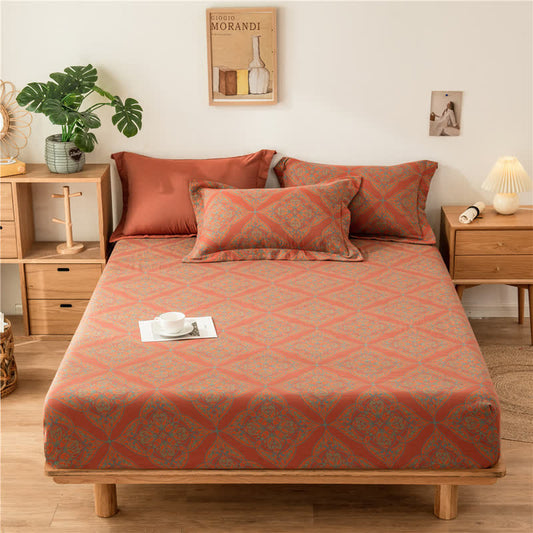 Lussuoso lenzuolo con angoli jacquard tinto in filo