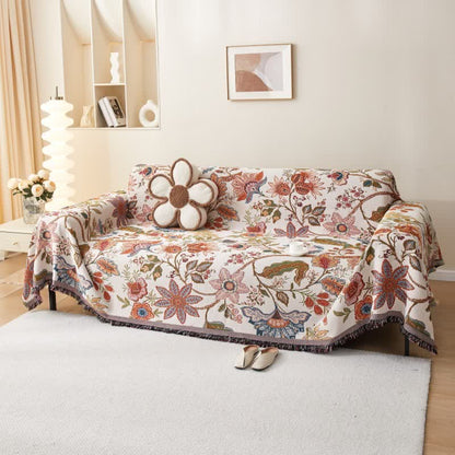 Copridivano morbido con nappe floreali rustiche