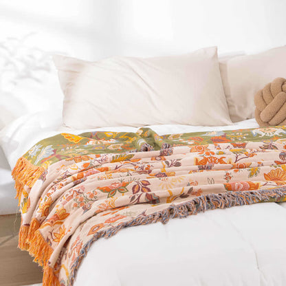 Coperta traspirante reversibile con nappa floreale rustica