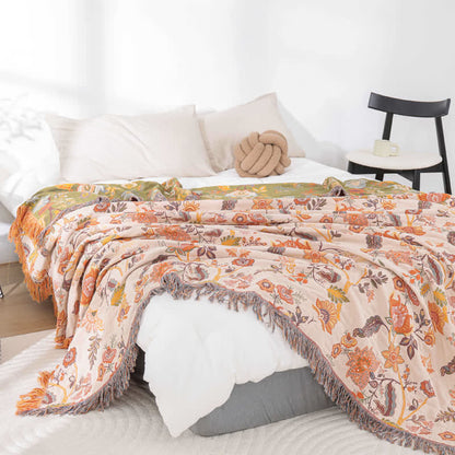 Coperta traspirante reversibile con nappa floreale rustica