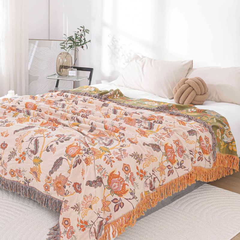 Coperta traspirante reversibile con nappa floreale rustica