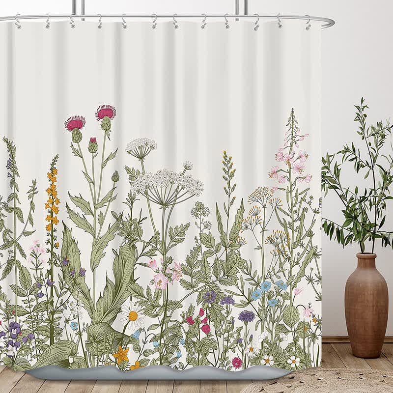 Tenda da doccia impermeabile con piante in stile pastorale