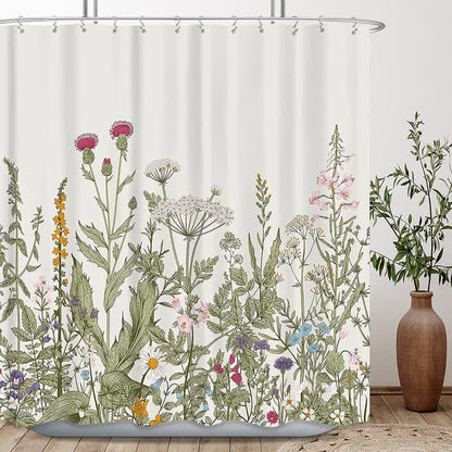 Tenda da doccia impermeabile con piante in stile pastorale