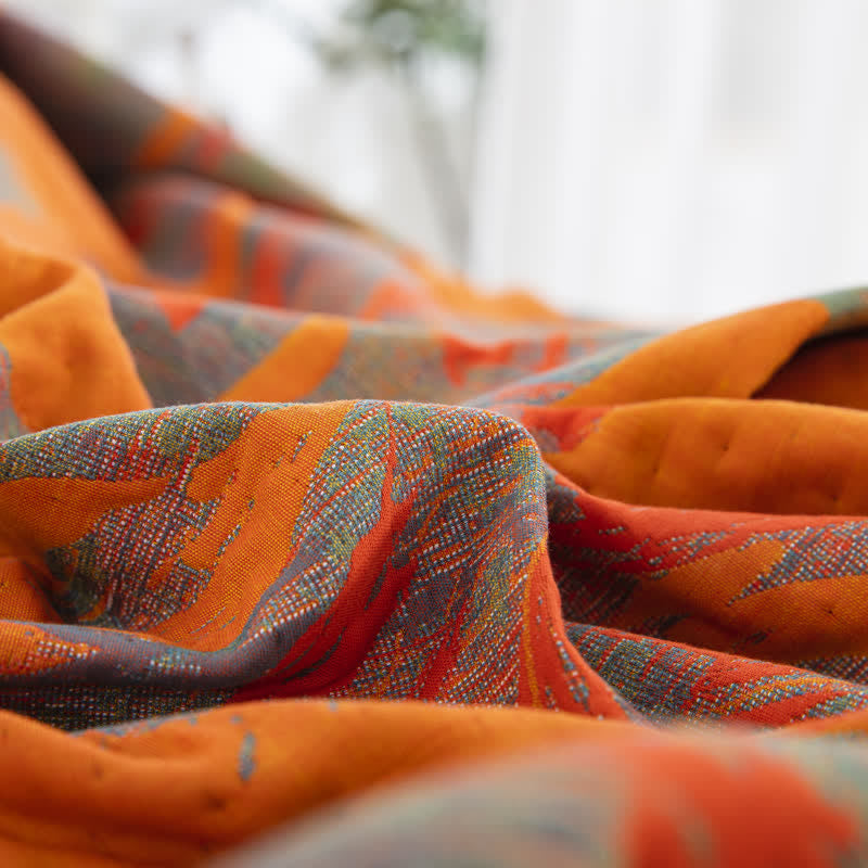 Trapunta reversibile floreale in garza di cotone jacquard