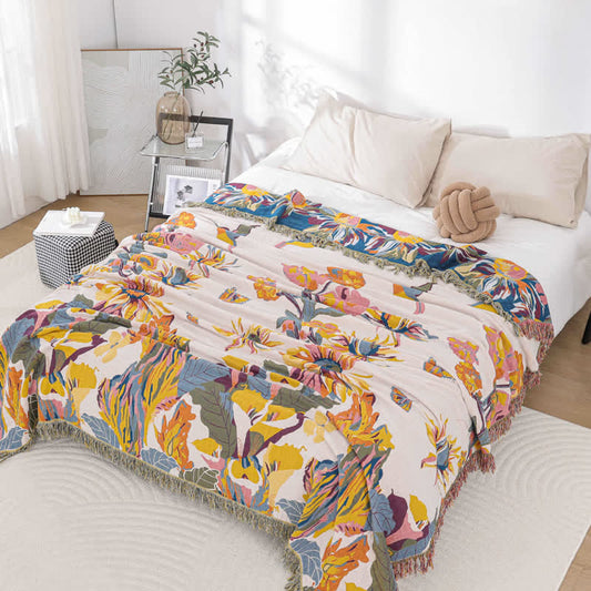 Trapunta in garza di cotone jacquard floreale morbida