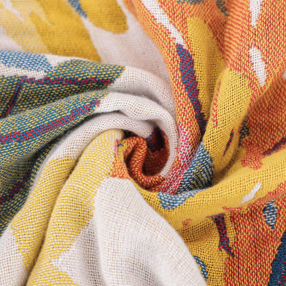 Trapunta in garza di cotone jacquard floreale morbida