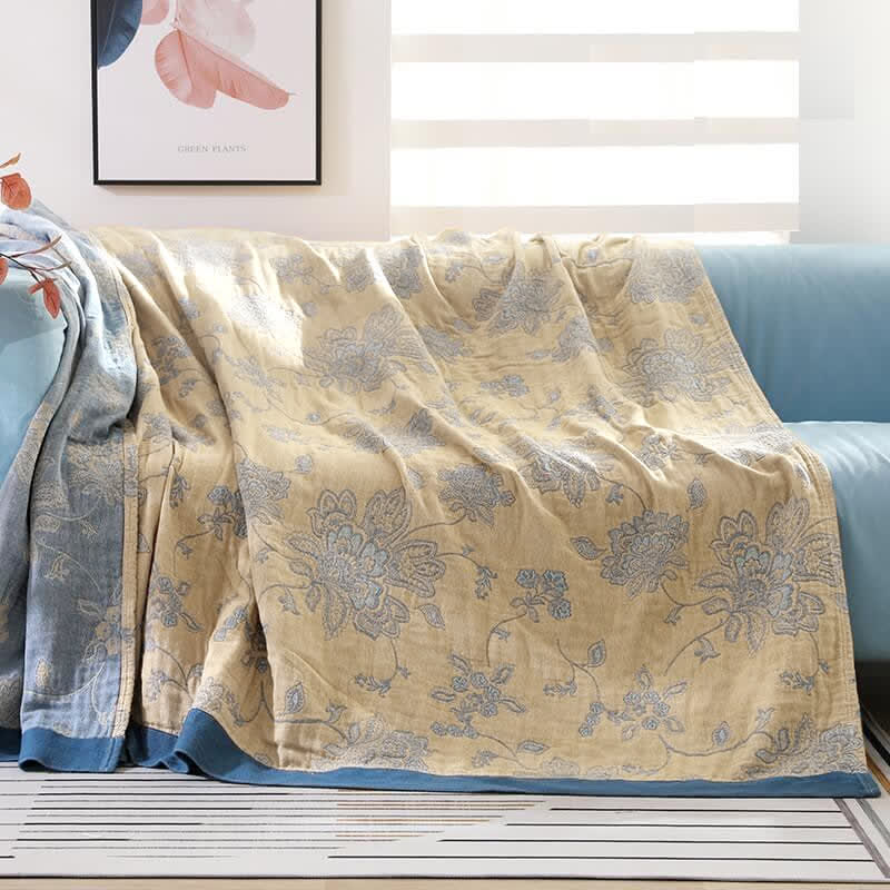 Trapunta reversibile leggera in cotone con stampa floreale