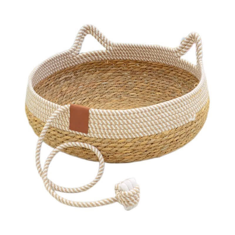 Letto per gatti in rattan intrecciato fatto a mano