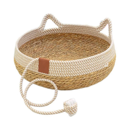 Letto per gatti in rattan intrecciato fatto a mano