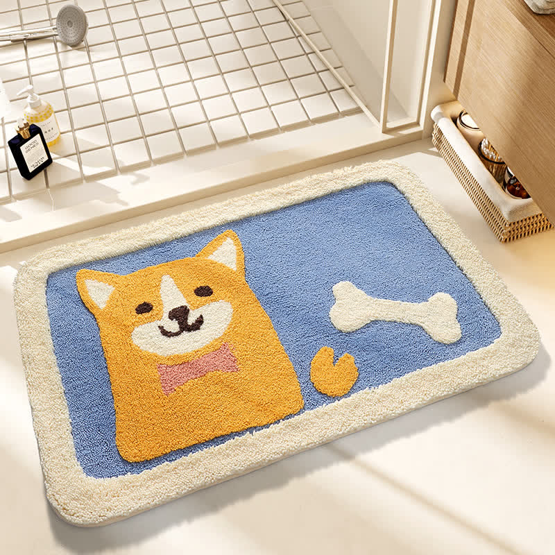 Tappetino da bagno antiscivolo morbido con simpatico Corgi