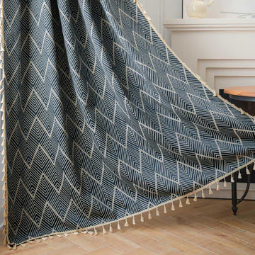 Tenda oscurante rustica retrò a righe ondulate